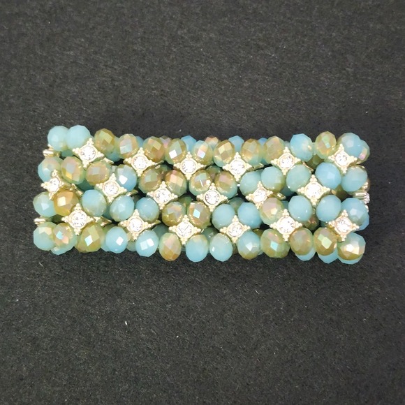 No Brand Jewelry - Thick Flexible Rhinestone Beaded Bracelet - Costume Jewelry